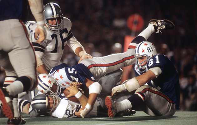 Cowboys QB Roger Staubach gets sacked in the 1972 College All-Star game.